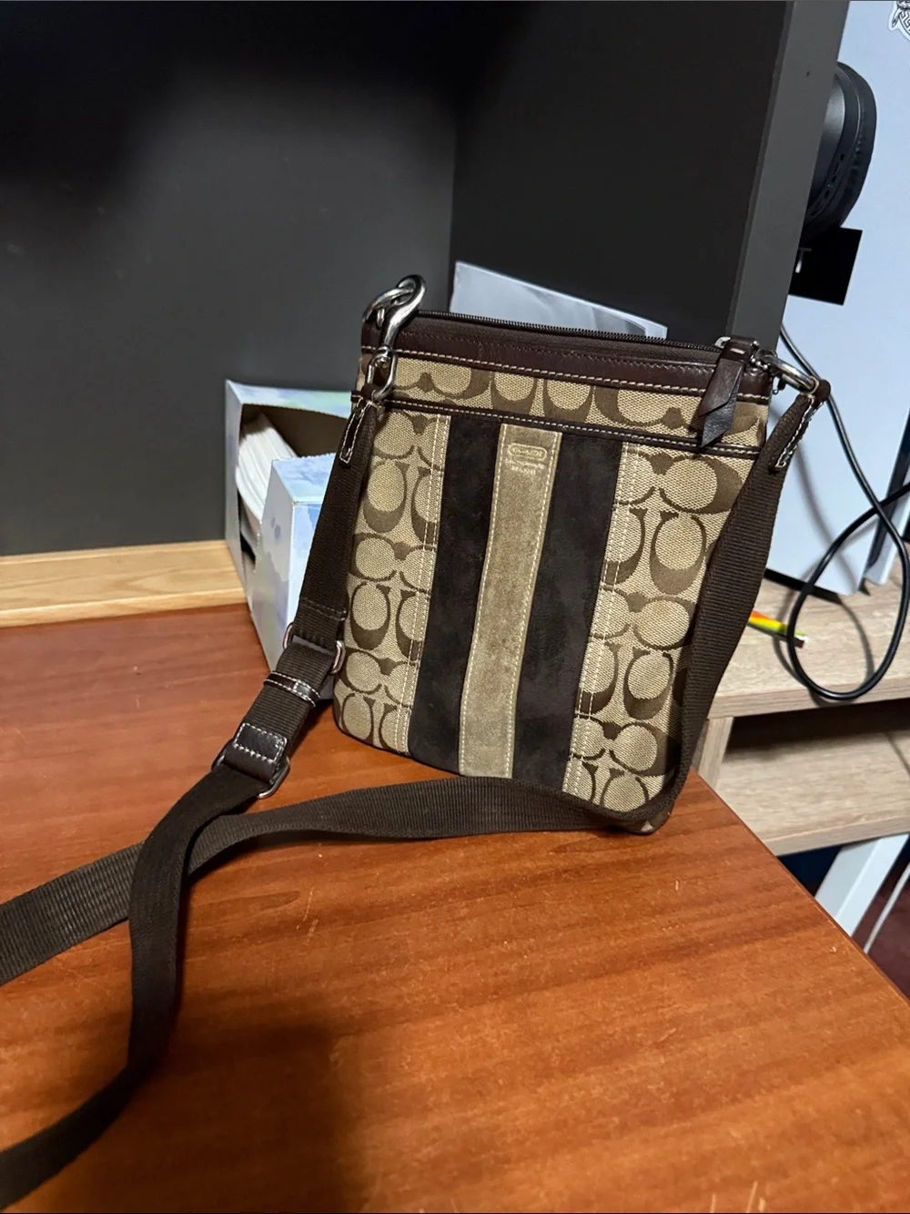 Coach Men's Signature Canvas Messenger in Brown and Tan